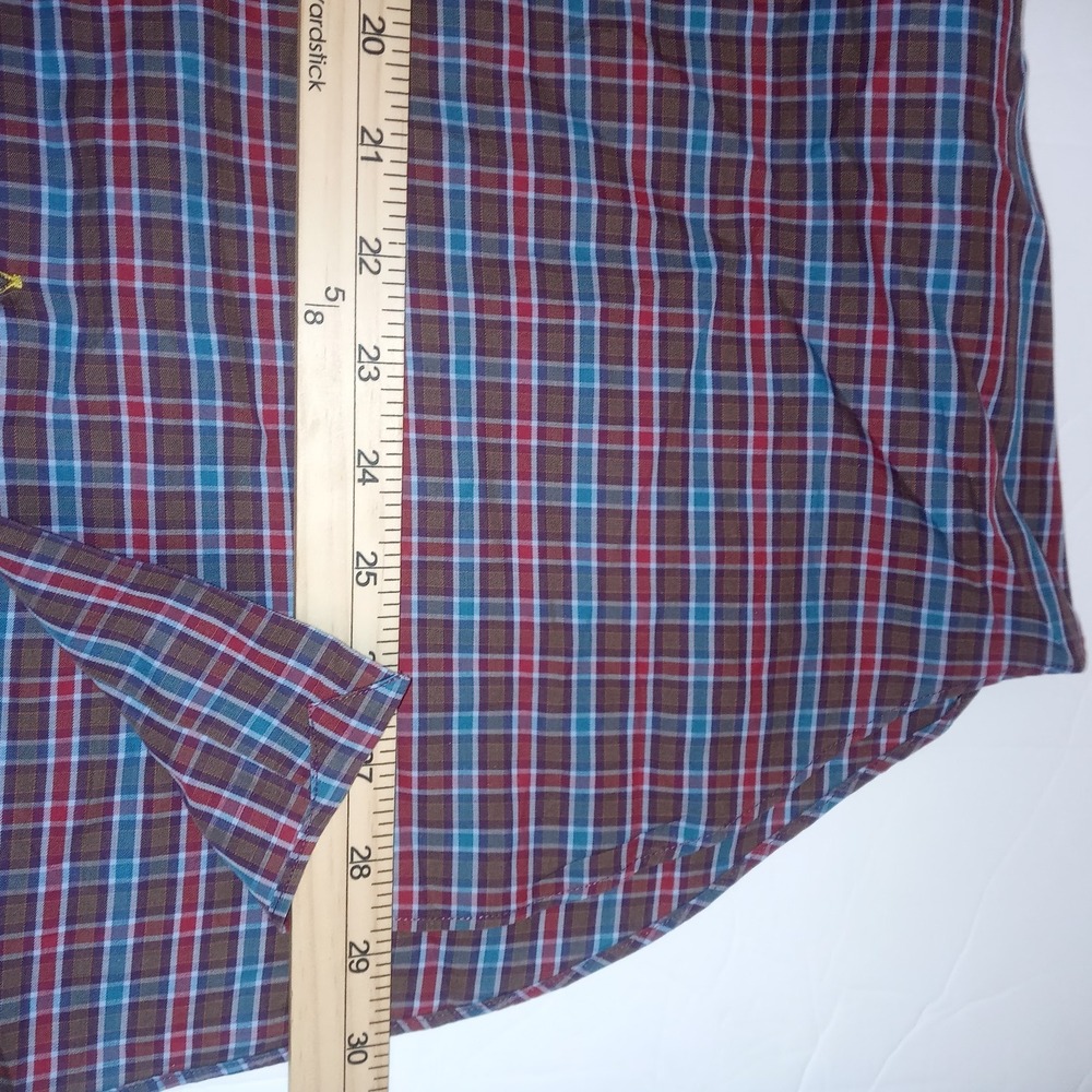 ROBERT TALBOTT shirt sz L brown blue red plaid mens button down classic office - Picture 4 of 4